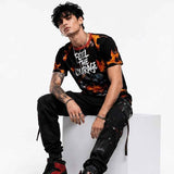 Black men's t-shirt with 'Courage' design, rounded ribbed neckline and relaxed fit — alternate view