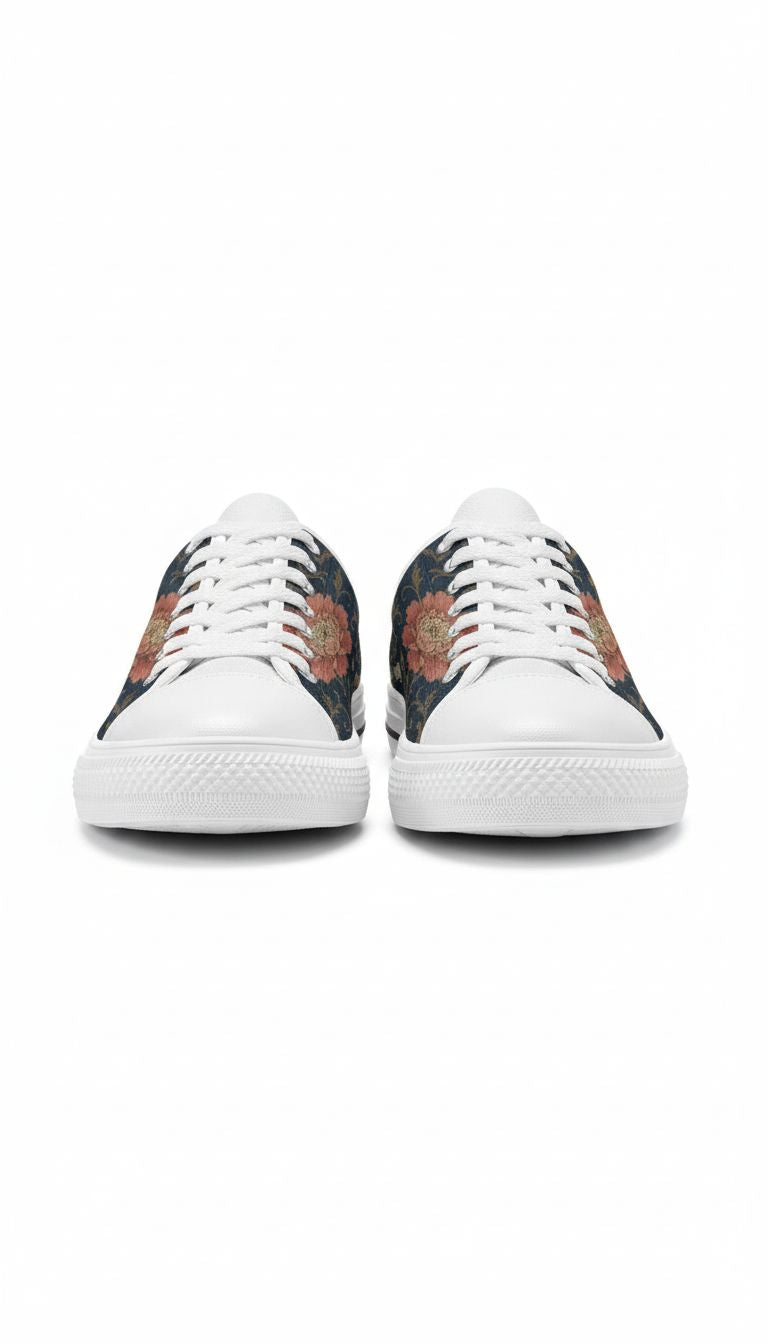 Rich and Rich Blue Floral Women's Classic Canvas Sneaker with vibrant floral design