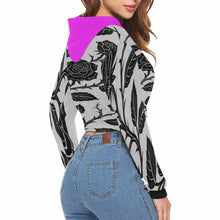 Load image into Gallery viewer, Rich and Rich Black Rose Women&#39;s Hoodie Cropped Top
