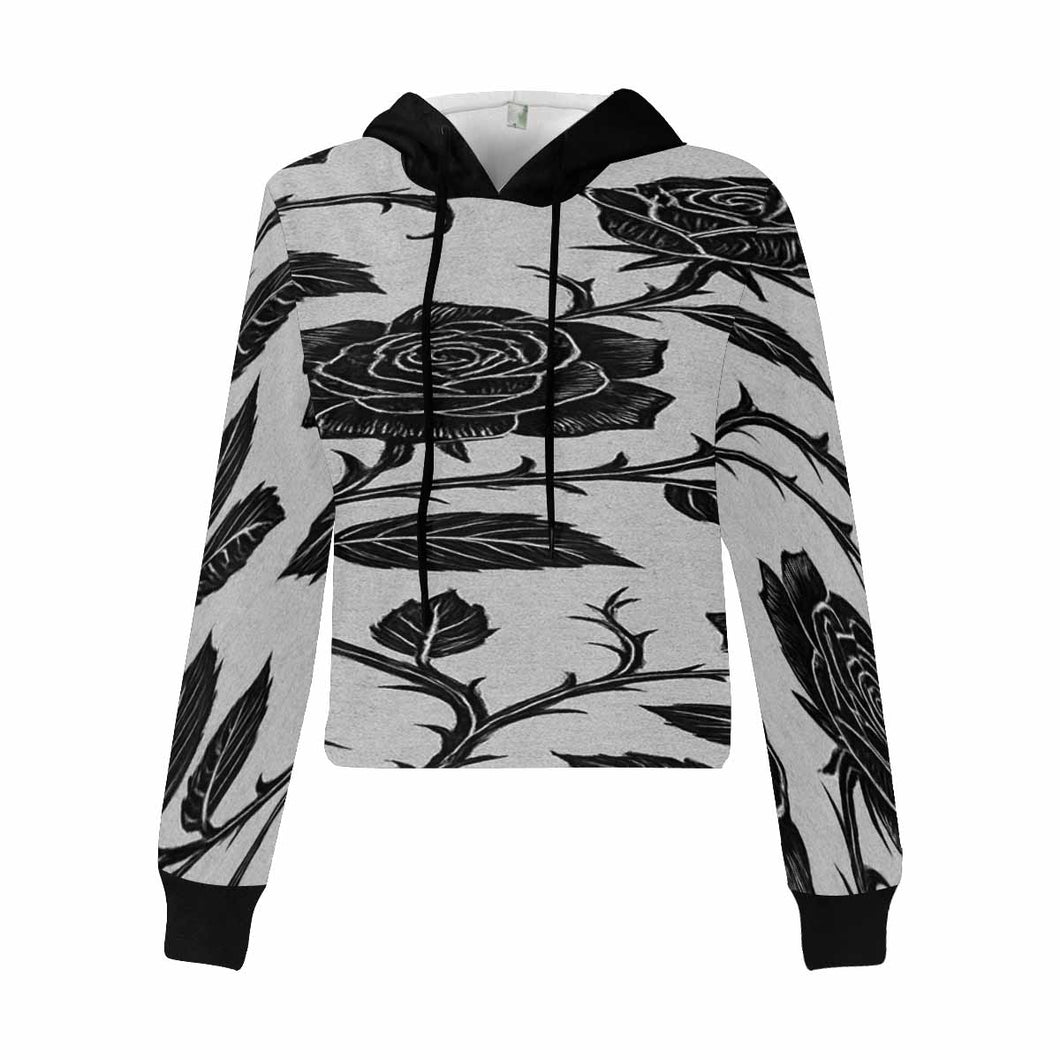 Rich and Rich Black Rose Women's Hoodie Cropped Top