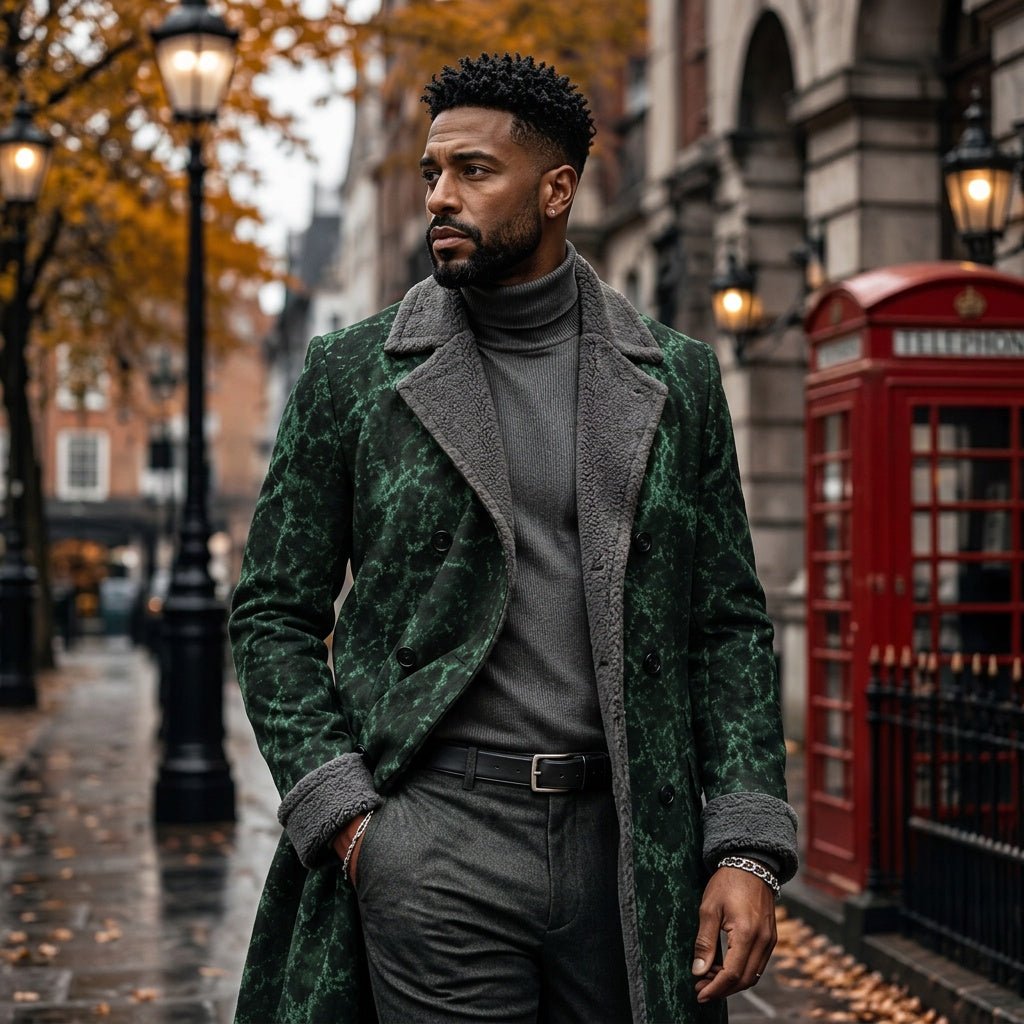 Rich and Rich Men's Green Marble Double Breasted Coat - Rich and Rich Homeopportunities