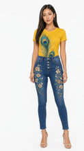 Load image into Gallery viewer, Peacock Feathers Graphic Denim &amp; Tee Set - Rich and Rich Homeopportunities
