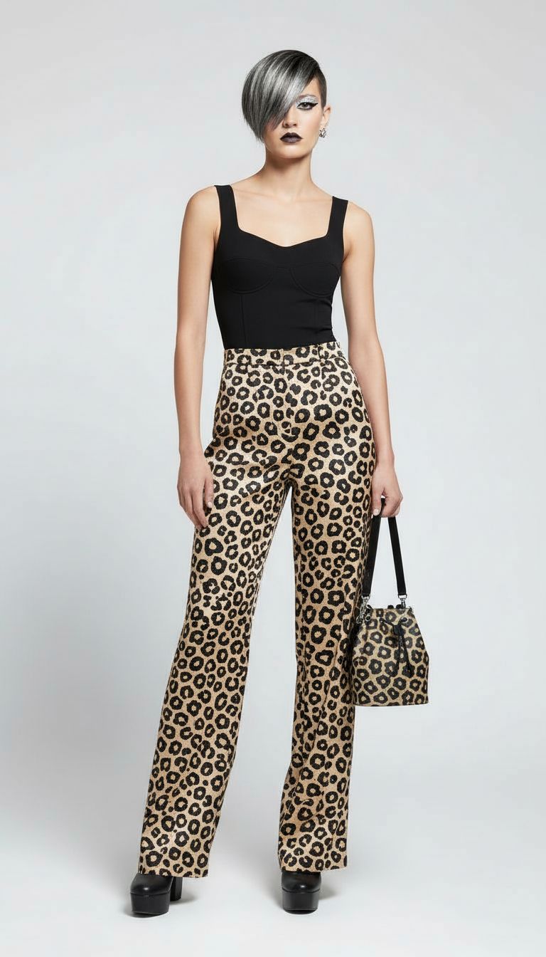 Rich and Rich Animal Print Leather Bucket Bag