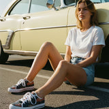 Blue floral low-top women's canvas sneaker with mesh and EVA insole and rubber outsole — additional view 10