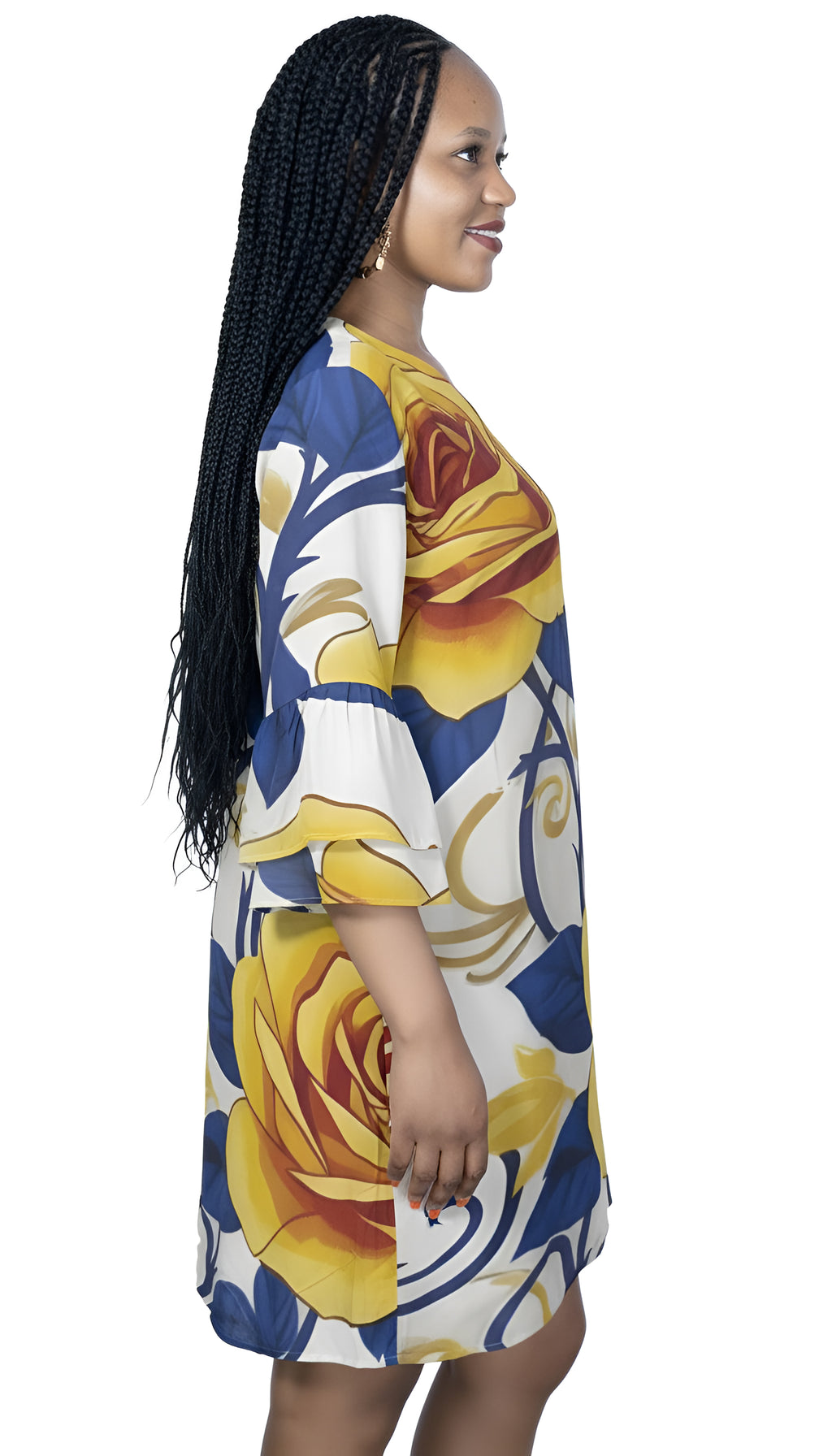 Rich and Rich Women's V-Neck Geometric Floral Mini Dress with half sleeves