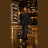 Basketball‑themed women's backpack with matching insulated lunch bag and pencil case — product detail