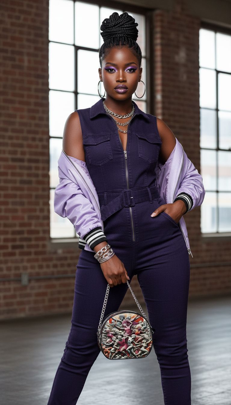 Rich and Rich Violet Bomber Jacket for Women