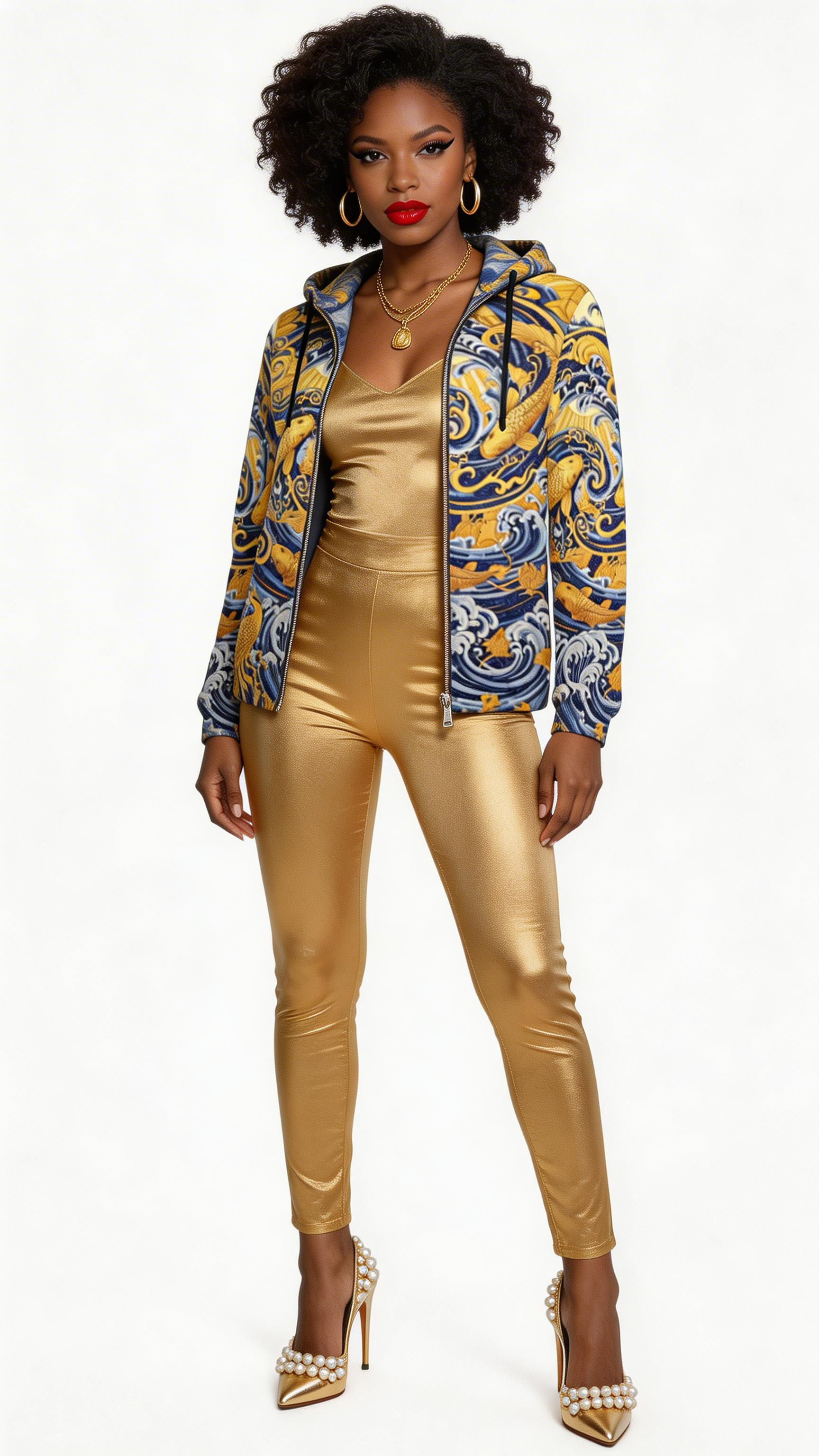 Rich and Rich Women's Print Full Zip Hoodie with vibrant designer print and front zipper