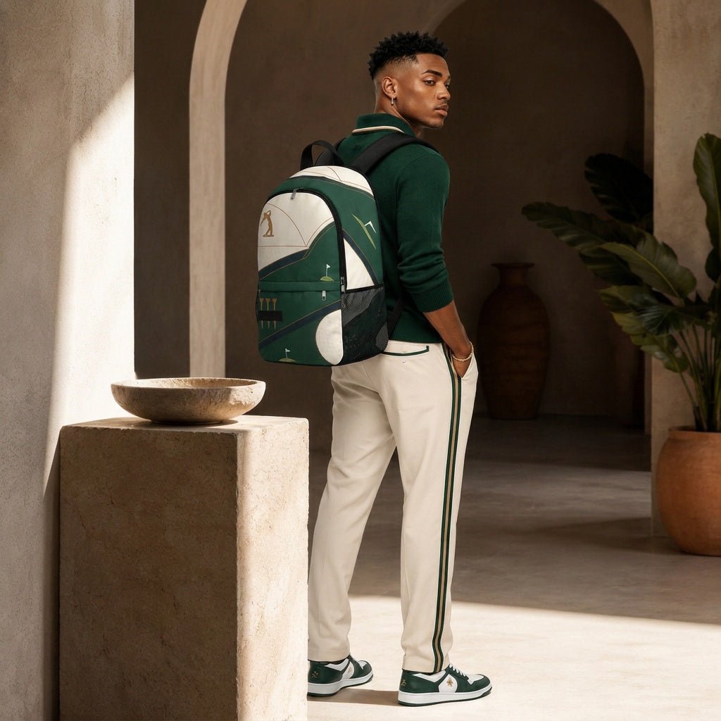Rich and Rich Men's Green Designer Golf Fabric Backpack - Rich and Rich Homeopportunities