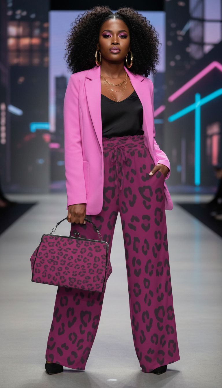 Rich and Rich Women's Pink Blazer made of 100% polyester with vibrant pink all-over print