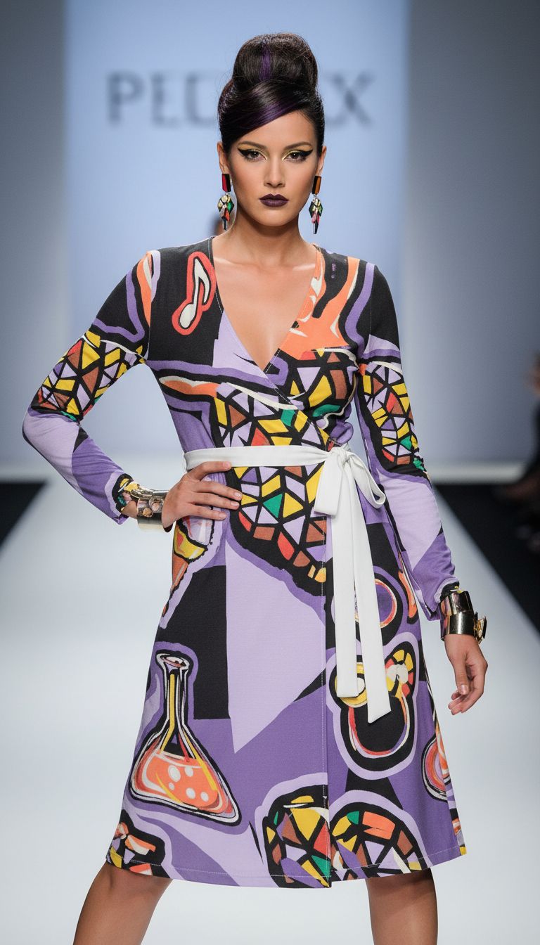 Rich and Rich Purple Abstract Women's Wrap Dress