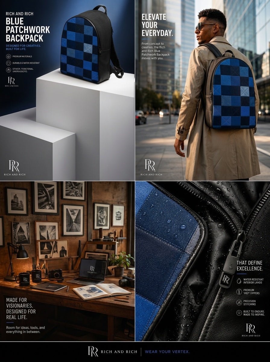 Rich and Rich Blue Patchwork Backpack - Rich and Rich Homeopportunities