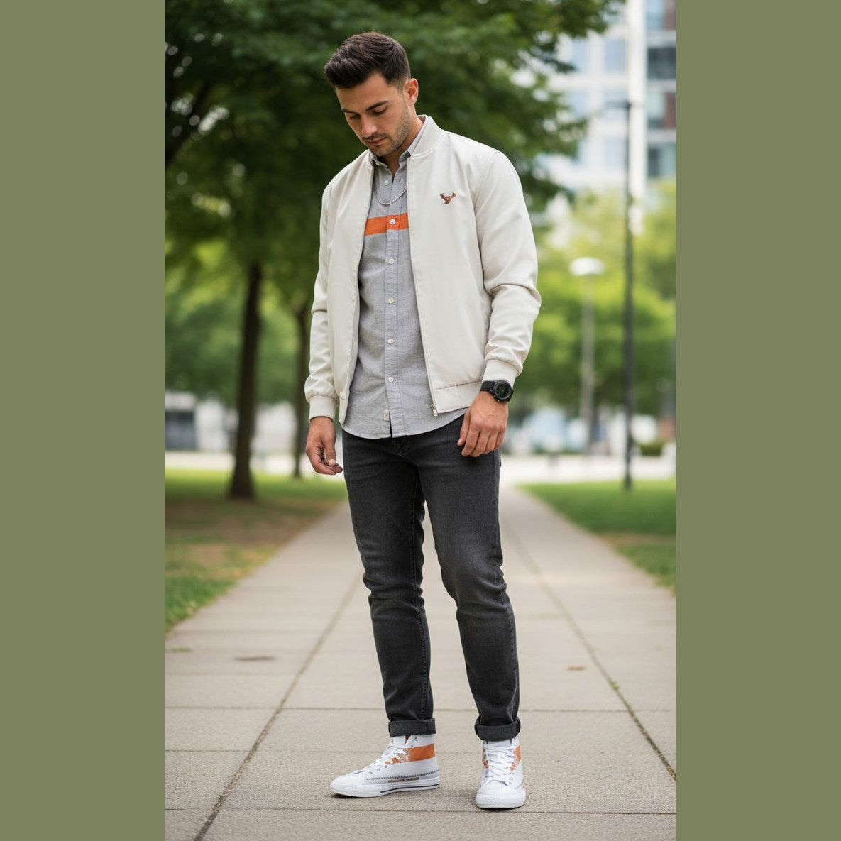 Men's orange high-top canvas sneakers with round toe, metal eyelets, and soft inner lining