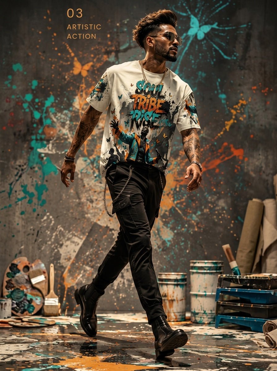 Rich and Rich Soul Tribe Rise Men's Multicolor Beige T-Shirt | Men's Graphic Streetwea - Rich and Rich Homeopportunities