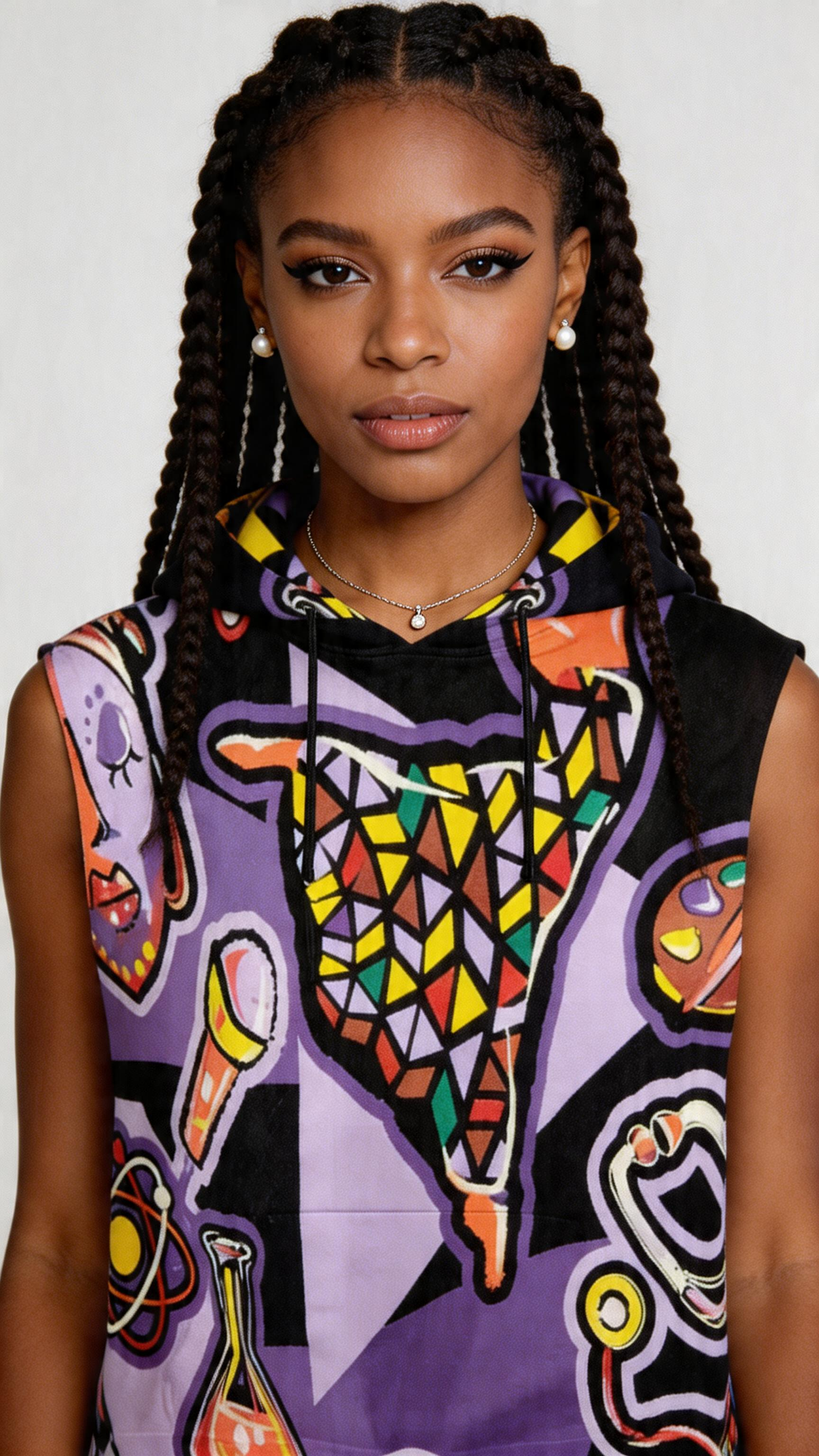 Rich and Rich Purple Abstract Sleeveless Women's Hoodie