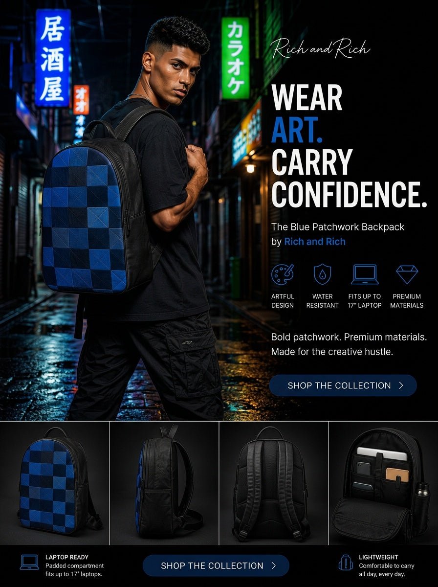 Rich and Rich Blue Patchwork Backpack - Rich and Rich Homeopportunities