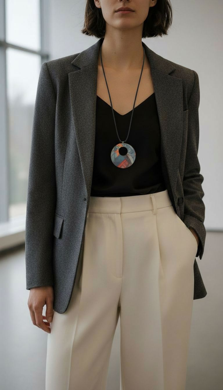 Rich and Rich Denim Blue Look Wooden Pendant Organic Shapes