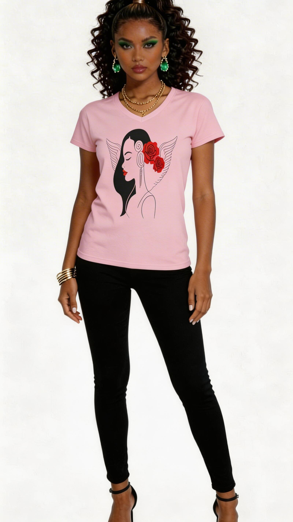 Rich and Rich Women's Rose Designer Cotton T-Shirt in white with rose print