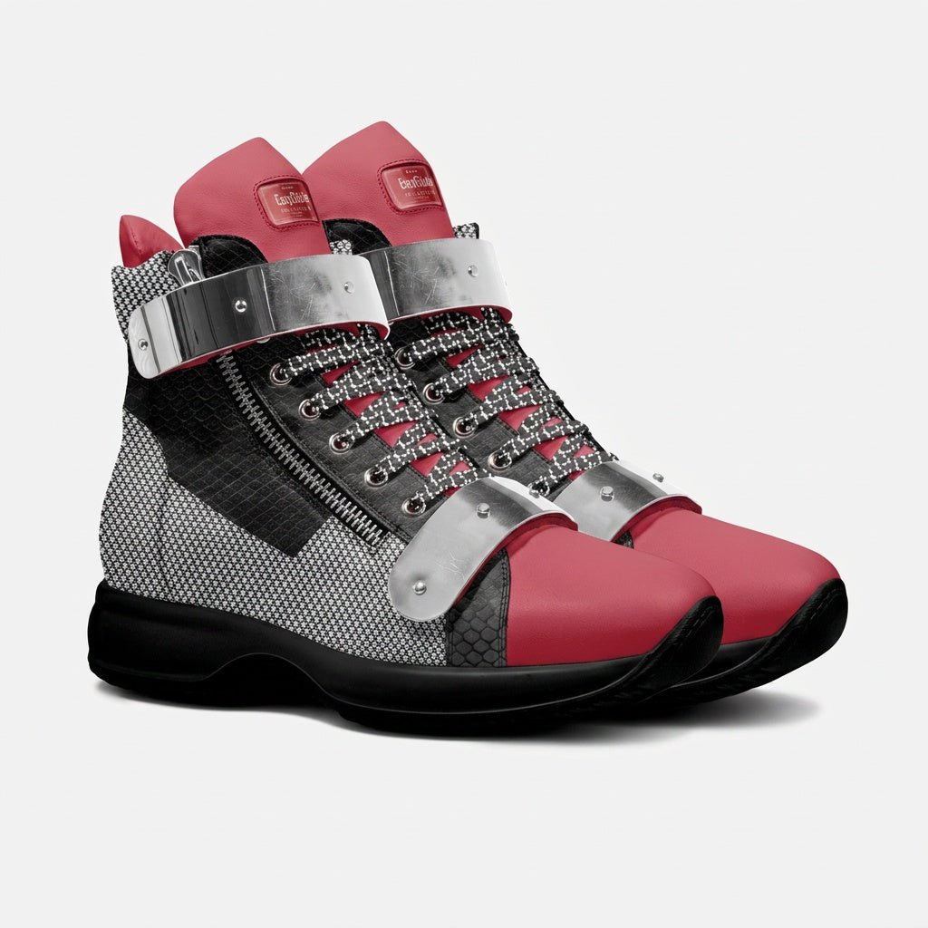 Rich and Rich Red and Black Metallic EasyGlide High Top Men's Leather Sneaker - Rich and Rich Homeopportunities