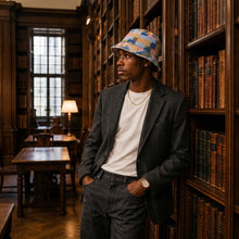 Load image into Gallery viewer, Rich and Rich Blue Checkered Patchwork Men's Bucket Hat
