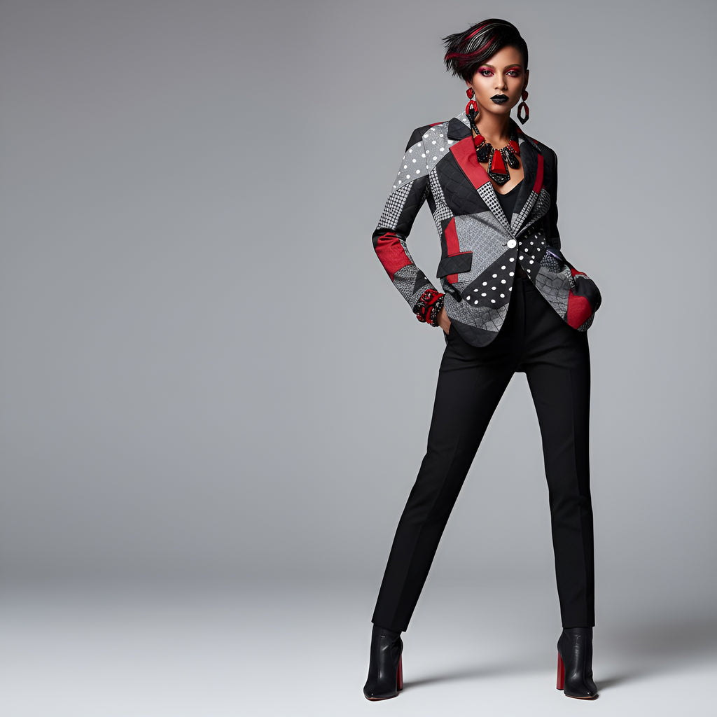 Rich and Rich Black and Red Women's Blazer