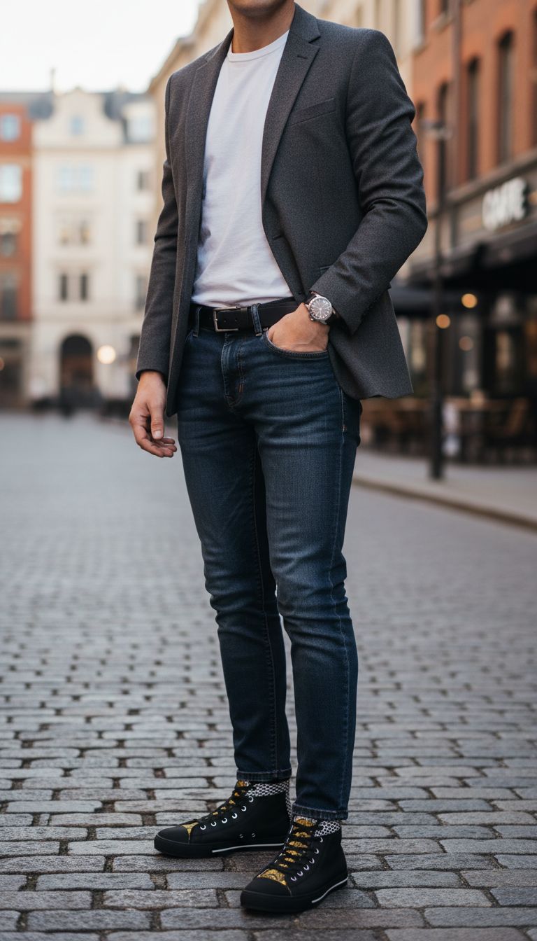 Rich and Rich Stylish Black High Top Sneakers for Men, Unique Sports Sneakers, Trendy Casual Footwear, Great for Gifts and Daily Wear, Ideal for Special Occasions