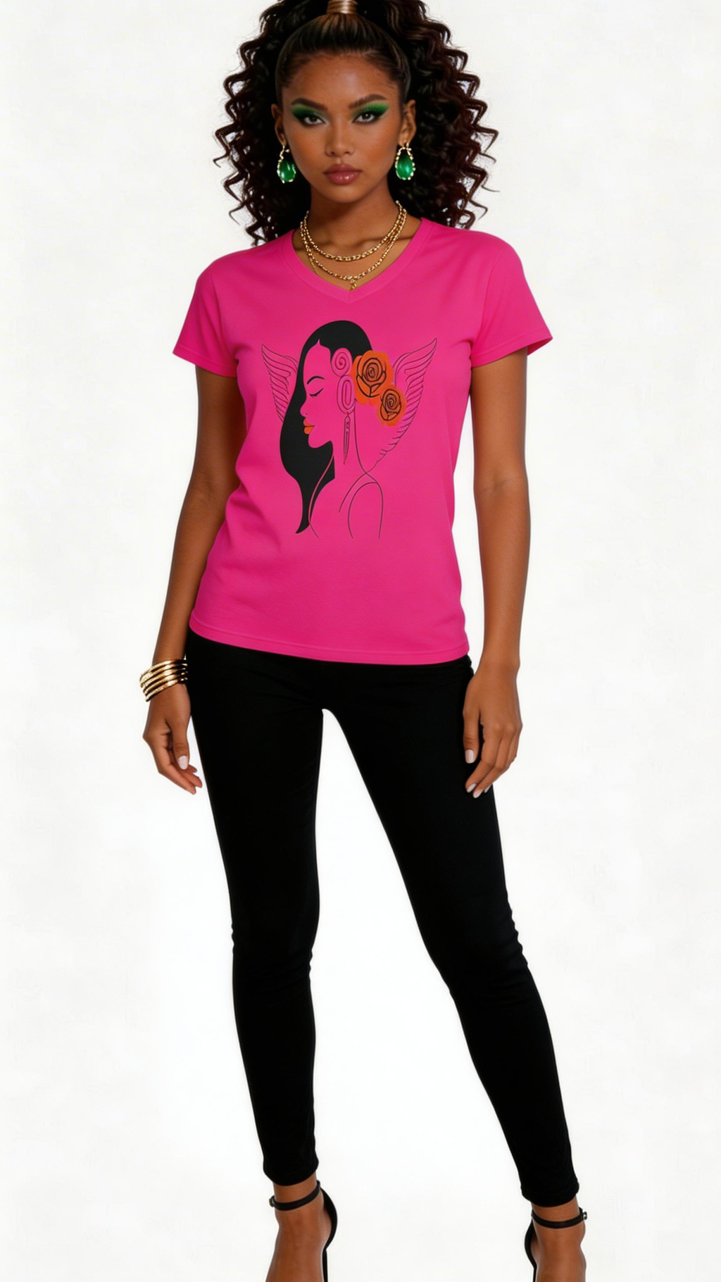 Rich and Rich Women's Rose Designer Cotton T-Shirt in white with rose print