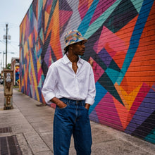 Load image into Gallery viewer, Rich and Rich Blue Checkered Patchwork Men's Bucket Hat
