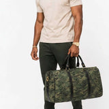 Camouflage woodland nylon weekender bag with PU leather handles and adjustable shoulder strap — additional view 8