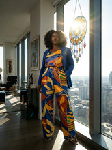 Load image into Gallery viewer, Rich and Rich Blue Multicolor Pants Set with Jacket

