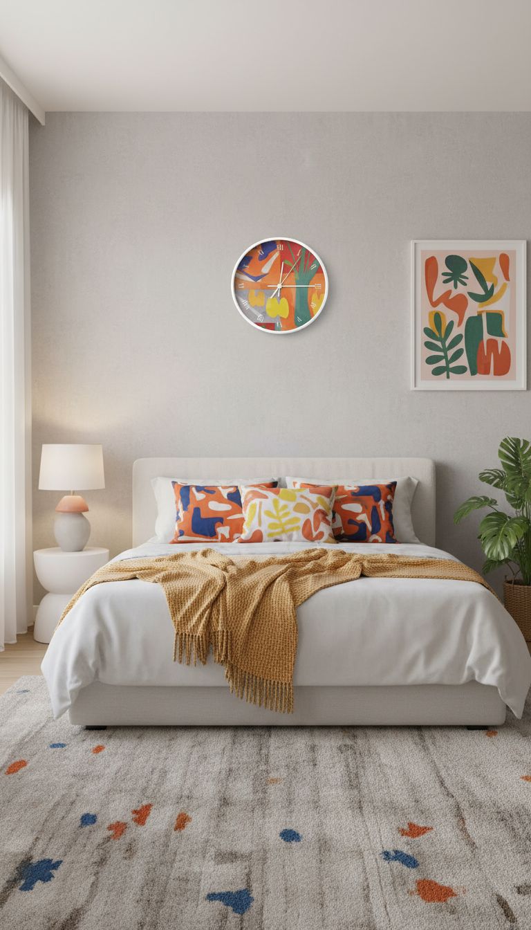 Rich and Rich Orange Abstract Wall Clock featuring vibrant orange modern abstract design