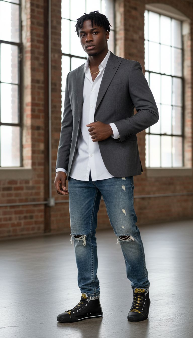 Rich and Rich Stylish Black High Top Sneakers for Men, Unique Sports Sneakers, Trendy Casual Footwear, Great for Gifts and Daily Wear, Ideal for Special Occasions