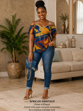 Load image into Gallery viewer, Rich and Rich Blue Multicolor Pants Set with Jacket

