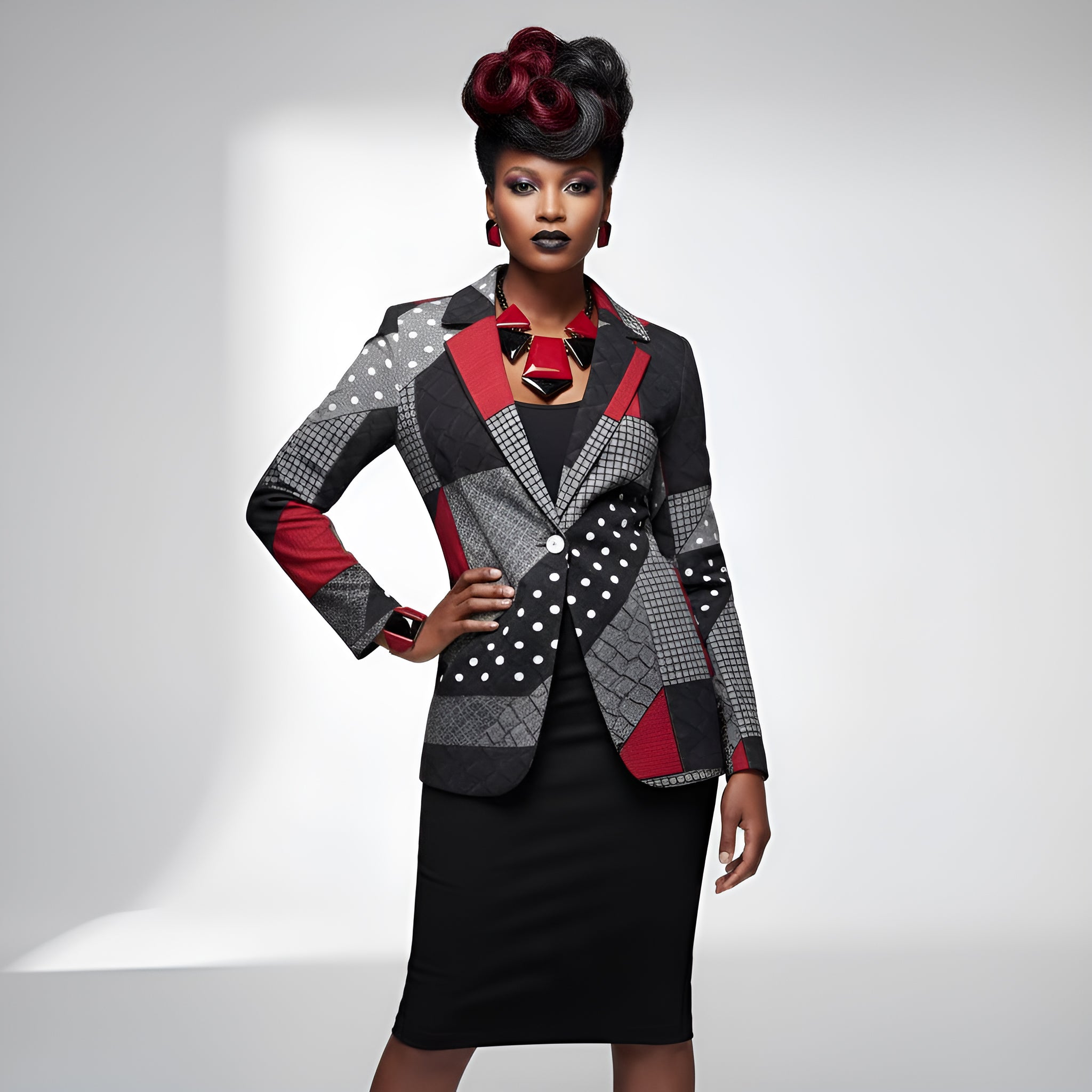 Rich and Rich Black and Red Women's Blazer