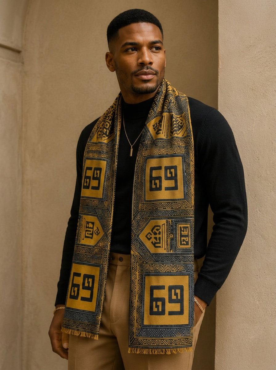 Rich and Rich Yellow Grounded Earth Paris Chiffon Unisex Scarf or Shawl