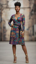 Rich and Rich African Print Women's Multicolor Wrap Dress