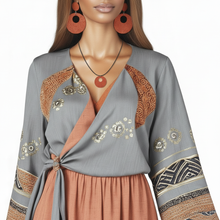 Load image into Gallery viewer, Orange Feng Shui Inspired Wooden Pendant Organic Shapes
