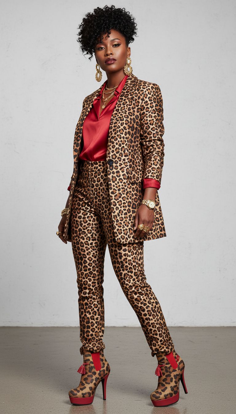 Rich and Rich Uniqua Red and Brown Animal Print Women's Tassels Platform Pump