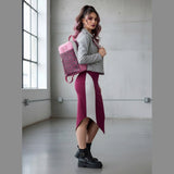 HerEyes women's leather-look backpack with vertical front zipper, centered logo, fits 16-inch laptop
