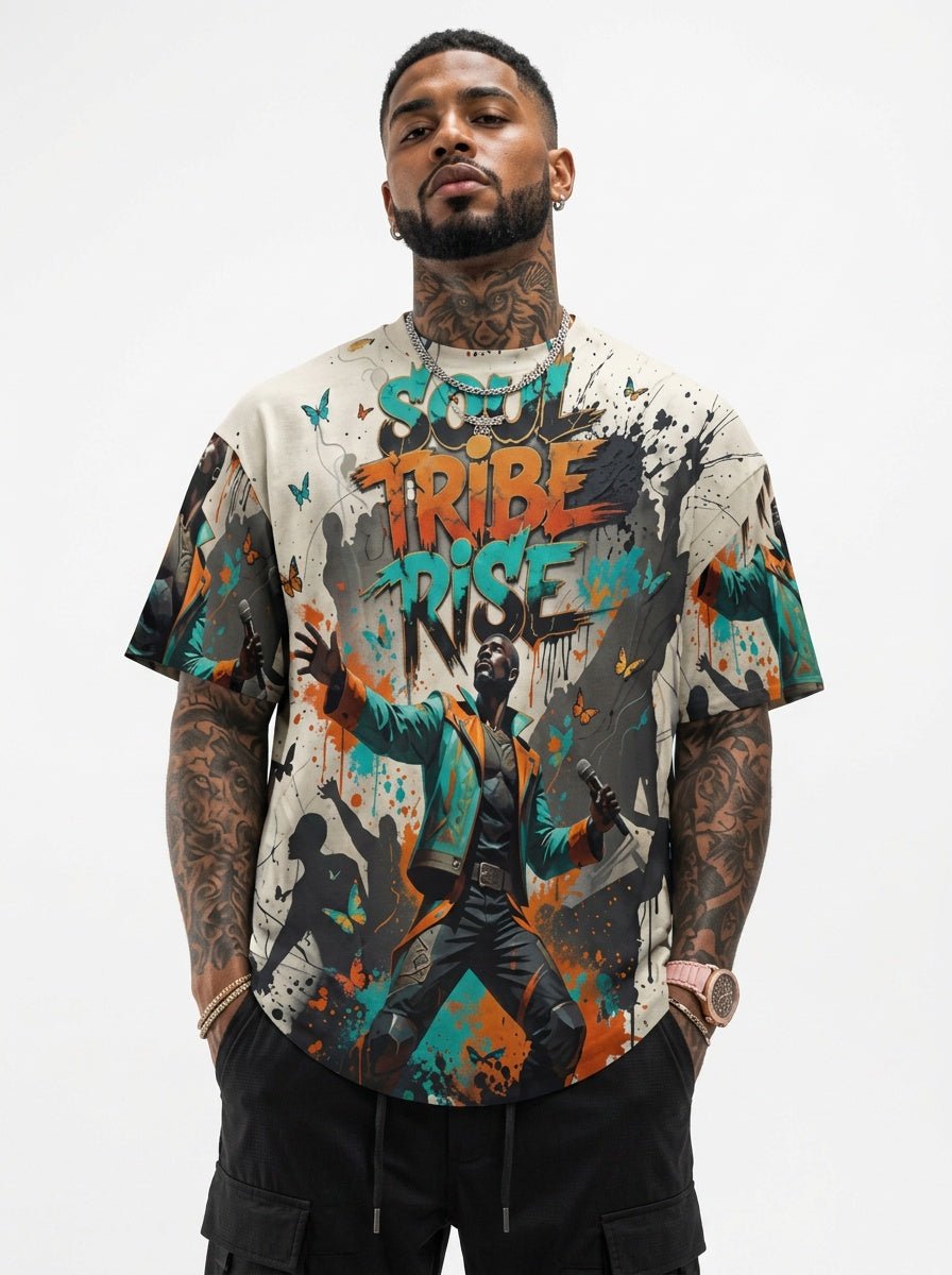 Rich and Rich Soul Tribe Rise Men's Multicolor Beige T-Shirt | Men's Graphic Streetwea - Rich and Rich Homeopportunities
