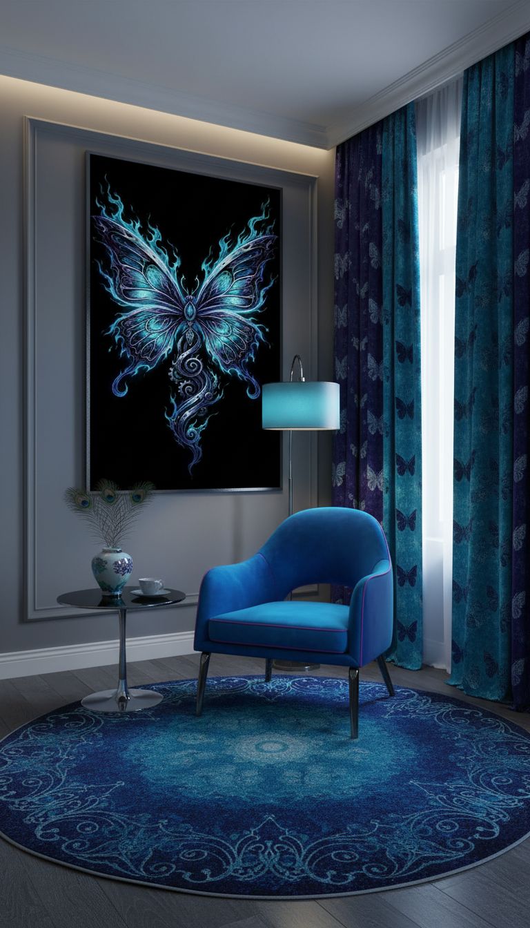 Rich and Rich Midnight Butterfly 24x36 canvas wall art with vivid butterfly design
