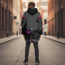 Load image into Gallery viewer, Men&#39;s Mid-length Fleece-lined Magenta and Gray Jacket
