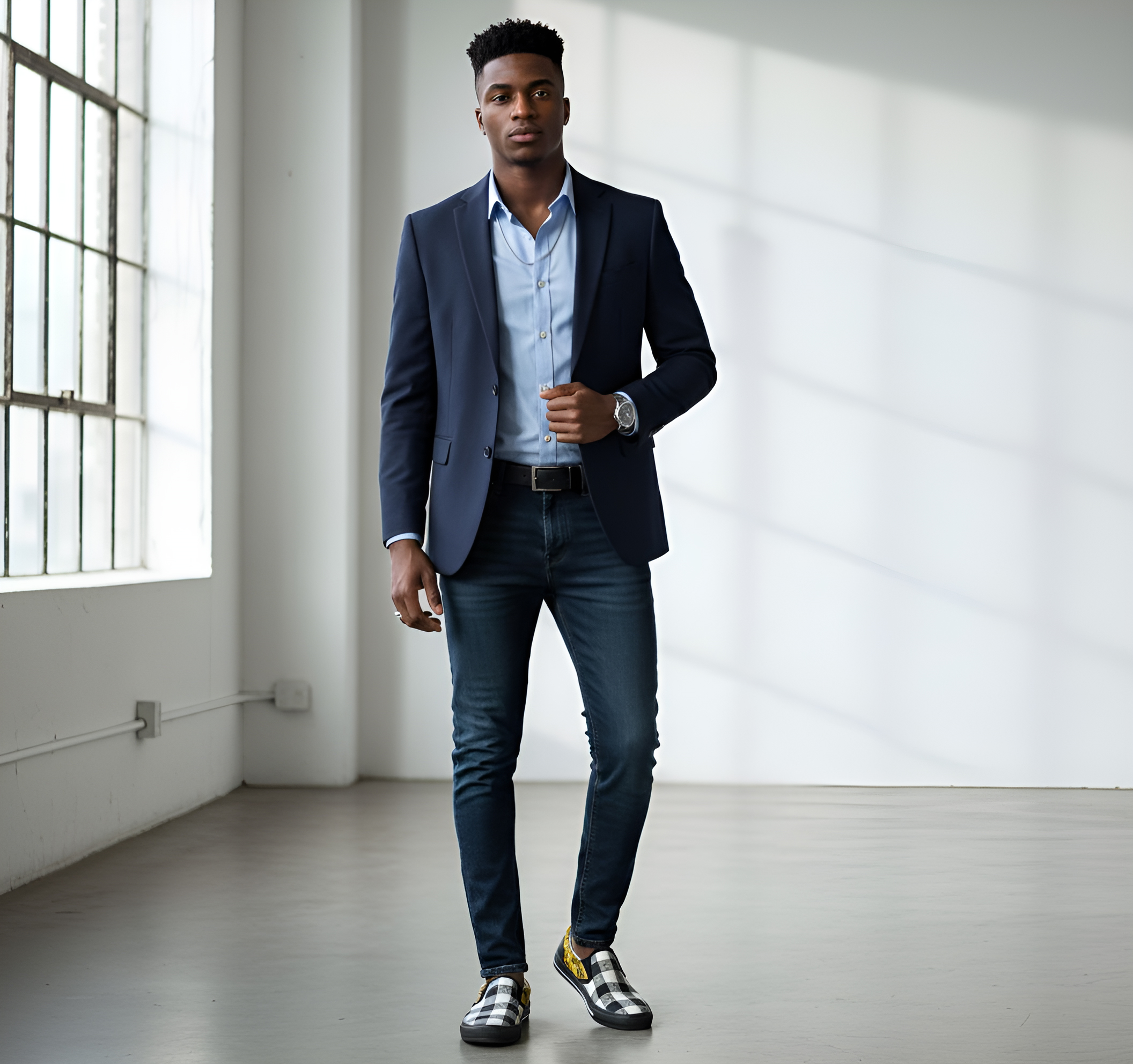 Rich and Rich Men's Yellow Abstract and Checkers Slip On Canvas Shoe Men's Slip-on Canvas Shoes (Model 019)