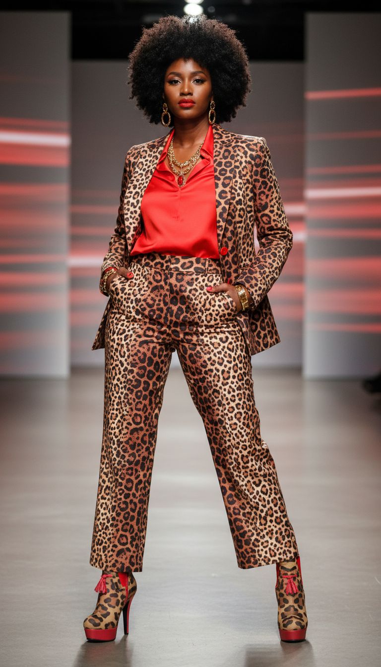 Rich and Rich Uniqua Red and Brown Animal Print Women's Tassels Platform Pump