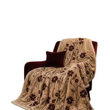 Burgundy blossom printed throw blanket with Sherpa fleece backing, 50 by 60 inches — alternate view