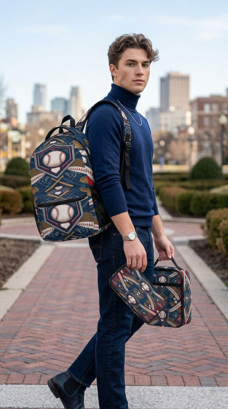 Rich and Rich Sport Utility Baseball 3 Piece Combination Set | Baseball Backpack, Lunch Bag &amp; Pencil Case for School