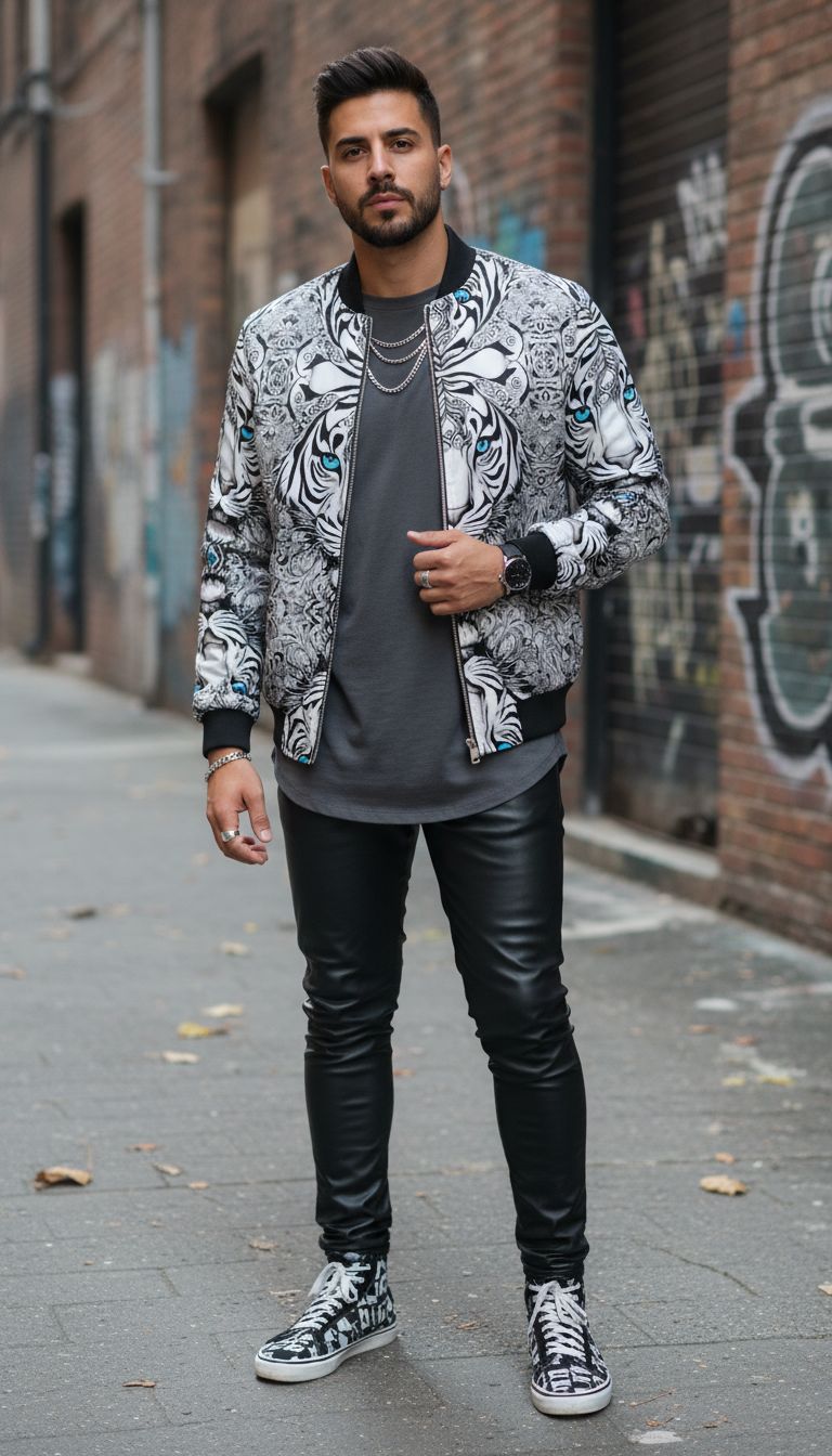 Mens Classic Bomber Jacket with ribbed cuffs and zip front
