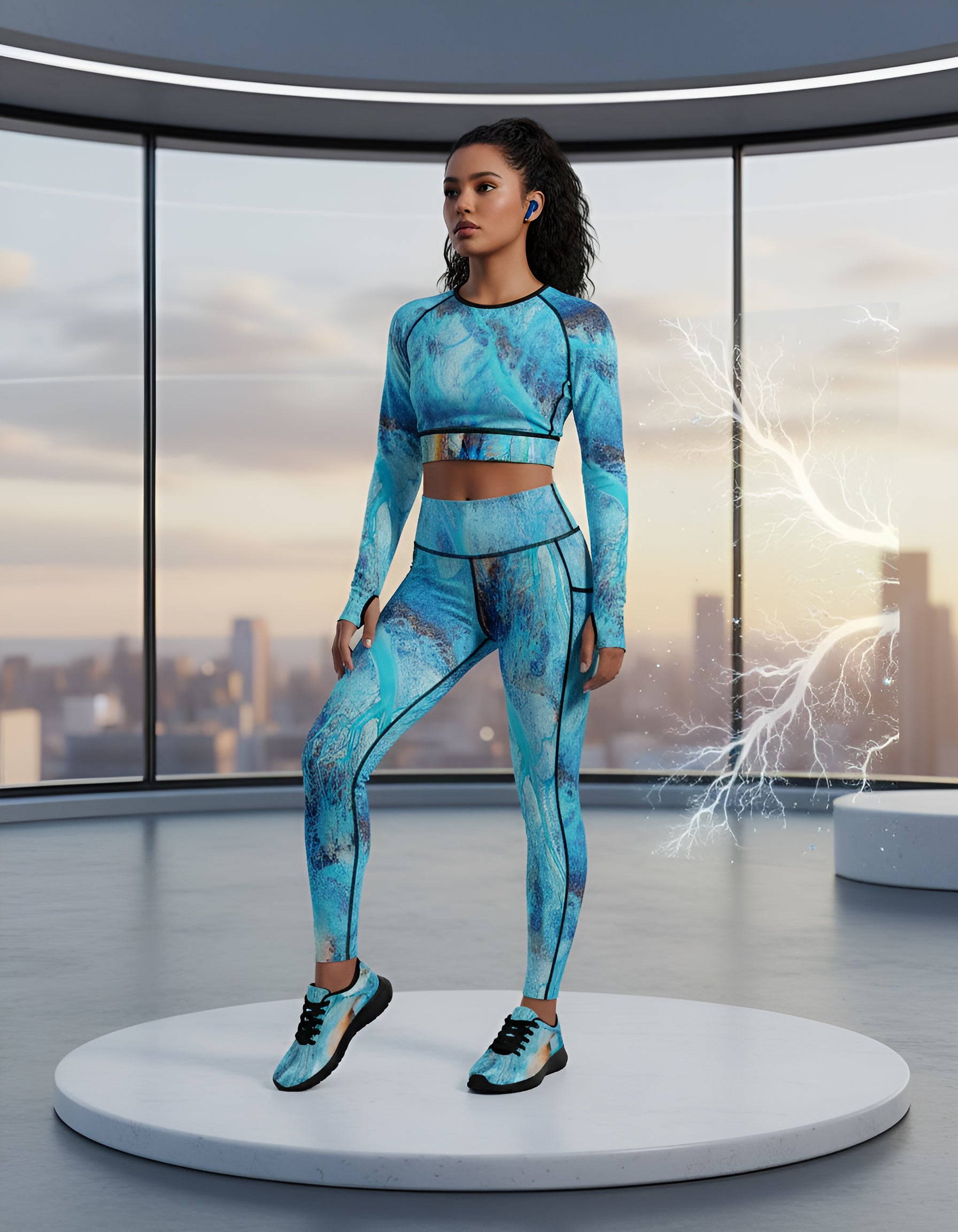 Rich and Rich Turquoise Abstract Women's Low Top Sneakers