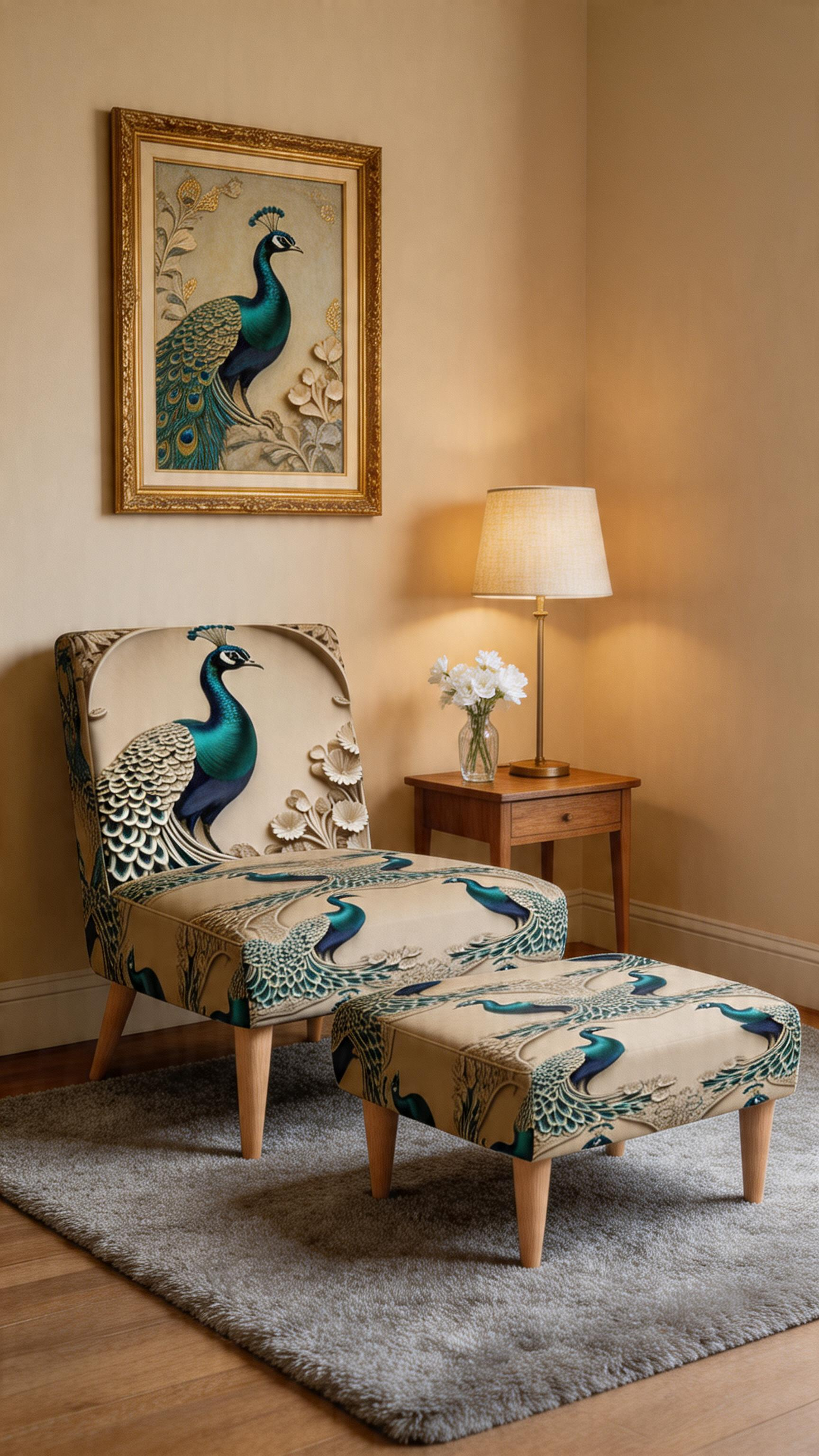 Rich and Rich Peacock Footstool