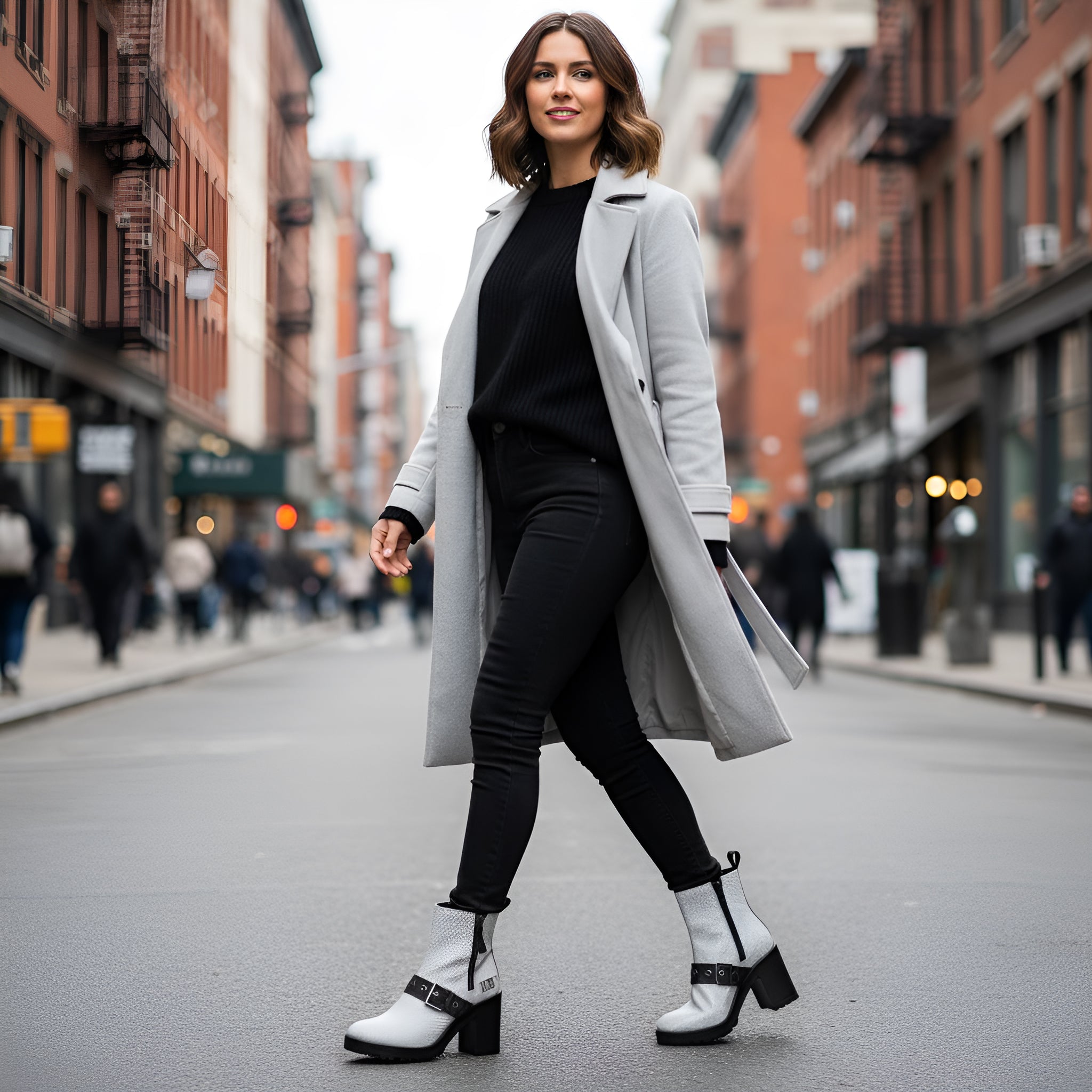 Rich and Rich Black and White PolkaDot Sporty Zip Boot front view
